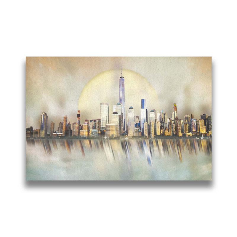 City in the Sky par Hal Halli. Toile giclée sur toile tendue avec cadre flottant, taille de l'image, H 30 po x l 45 po