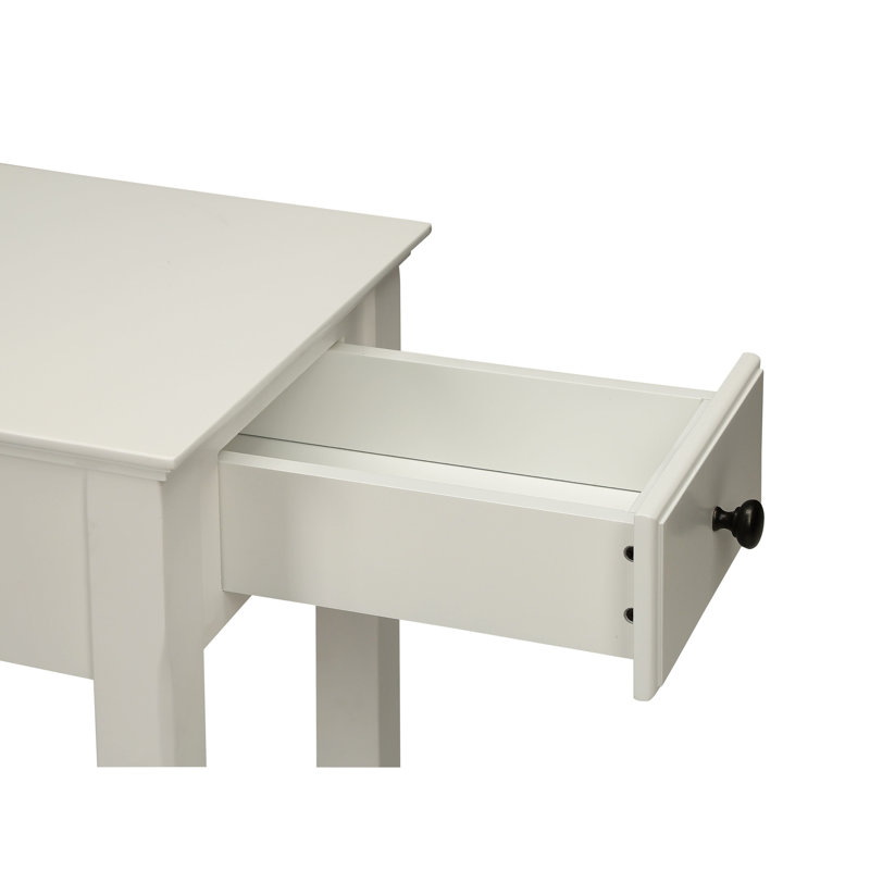 Table avec 1 tiroir et tablette de rangement rectangulaire de couleur blanche