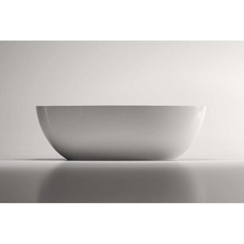 Barcelona 66.875" x 31.75" Freestanding Soaking Volcanic Limestone™ Bathtub, Matte White