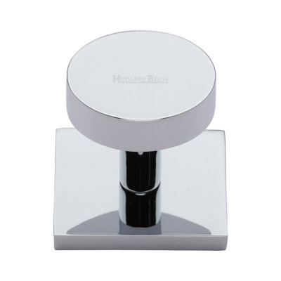 Heritage Brass Cabinet Knob Disc Design with Square Backplate
