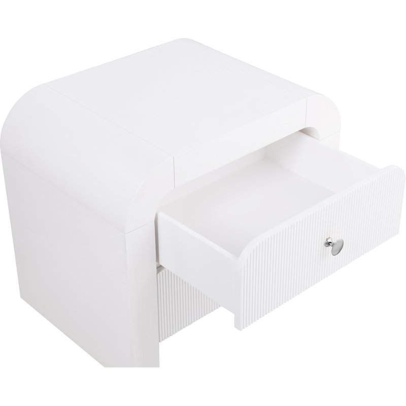 Alessondra 2 Drawer Fluted Night Stand, White