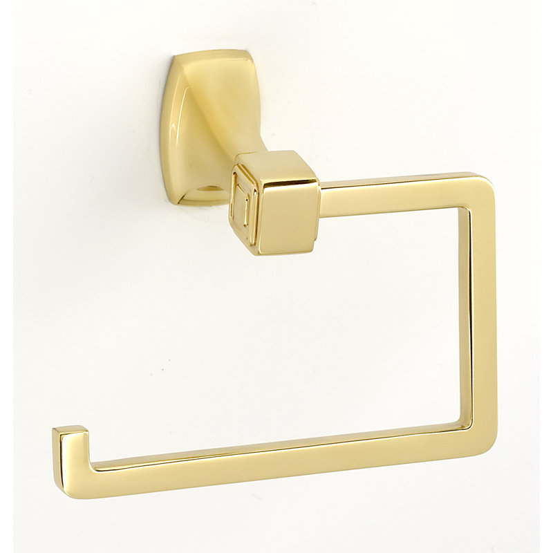 Cube Wall Mounted Single Post Tissue Holder, Polished Brass