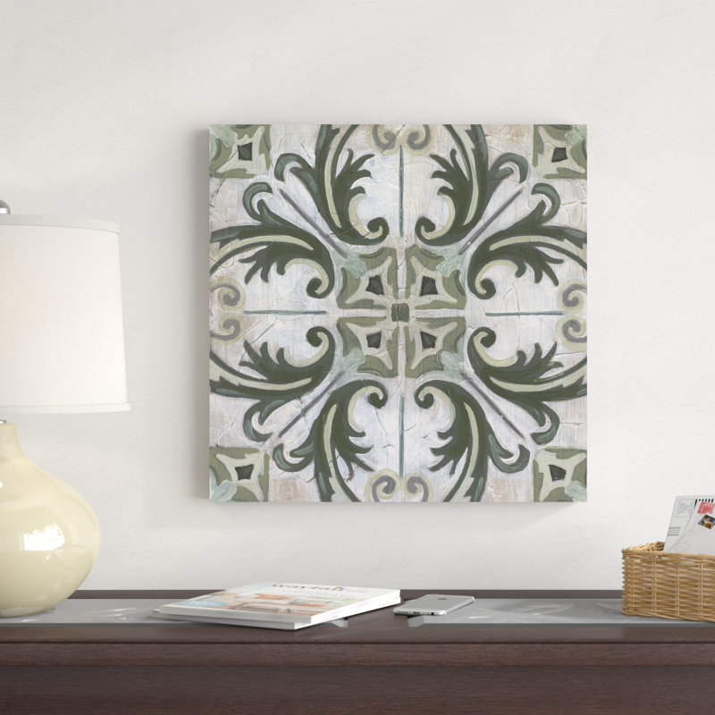 «Vintage Verdigris Tile I» par June Erica Vess, reproduction d'art sur toile tendue, H 20 po x l 20 po