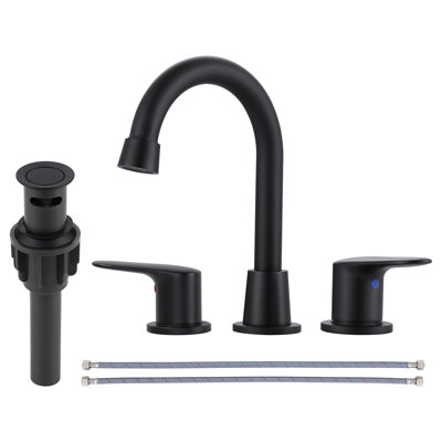 8 inch Two Handles Widespread Bathroom Sink Faucet with Drain and Supply Line