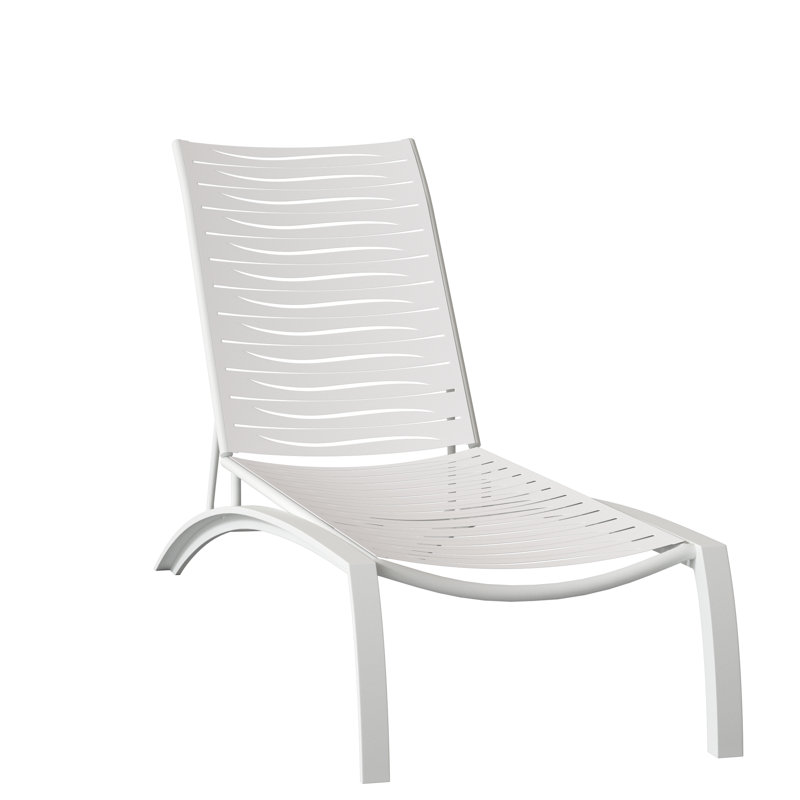 South Beach Outdoor Chaise Lounge, Snow, Aged Bronze Vinyl