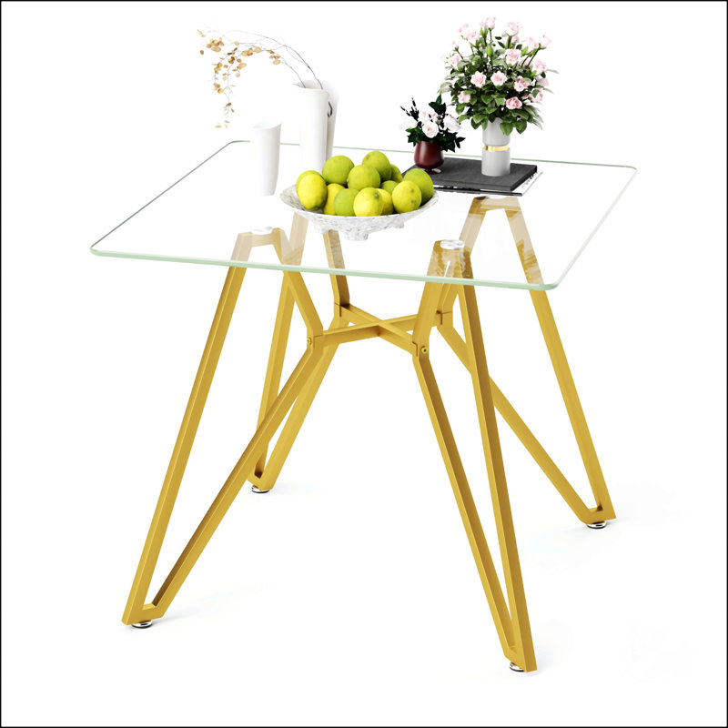 Table de salle à manger rectangulaire en verre, H 30,3 po x L 35,4 po x l 35,4 po