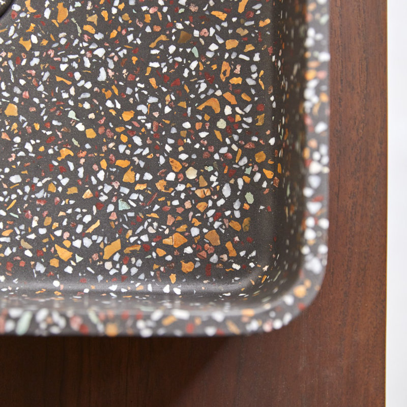 Thais Square Black Terrazzo Bathroom Sink, Confetti