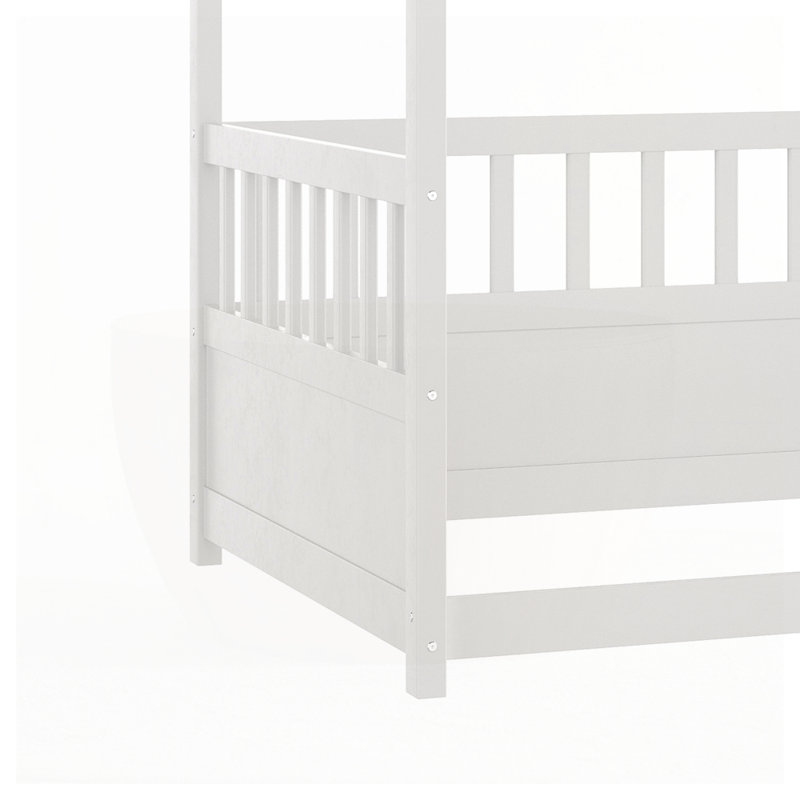 Wood Canopy Bed Frame, Twin, White