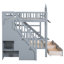 Lit de style gris, 2 tiroirs, 3 tablettes et glissade, structure stable pour un lit superposé gris avec maisonnette Creative