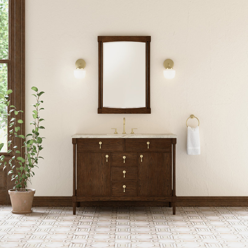 Kinnsden 48" W Single Vanity, Sable Oak, Tajnar Eclos, 8" Widespread
