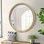 Miroir mural rond rond, miroir à cadre perlé en bois vieilli de 23,62 po pour hall d'entrée, salon, salle de bain, miroir décoratif de style maison de campagne-95311908