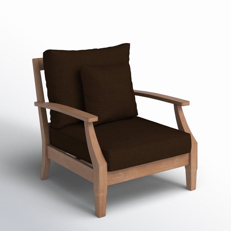 Chaise de patio avec coussins Samya, Naturel, Marron foncé