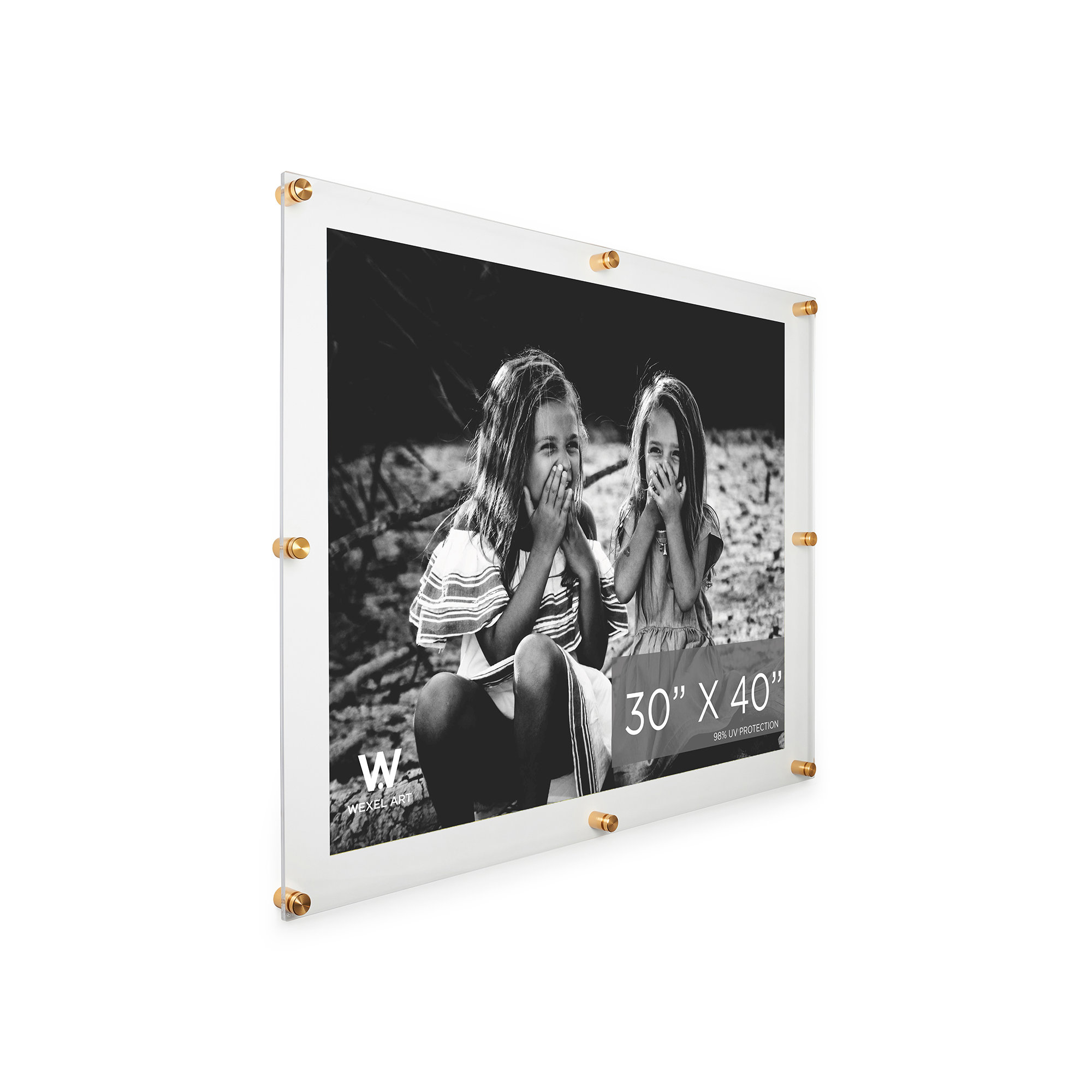 Double Panel Acrylic Picture Frame, Gold, 34" H x 44" W