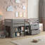 Lit mezzanine simple gris avec avantages de rangement - Rendez votre chambre plus attrayante dans un compartiment confortable à 2 tiroirs