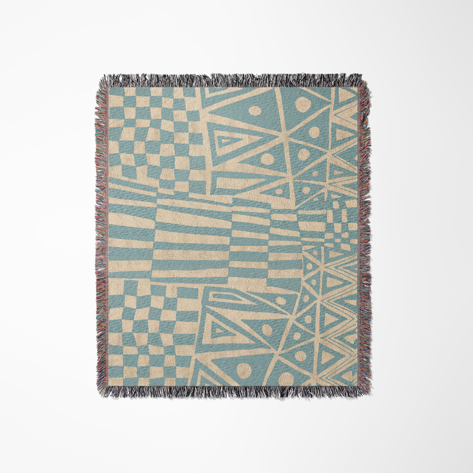 Cocodili Cotton Hand Woven Throw Blanket, 60" x 80" – Queen, Blue/Beige