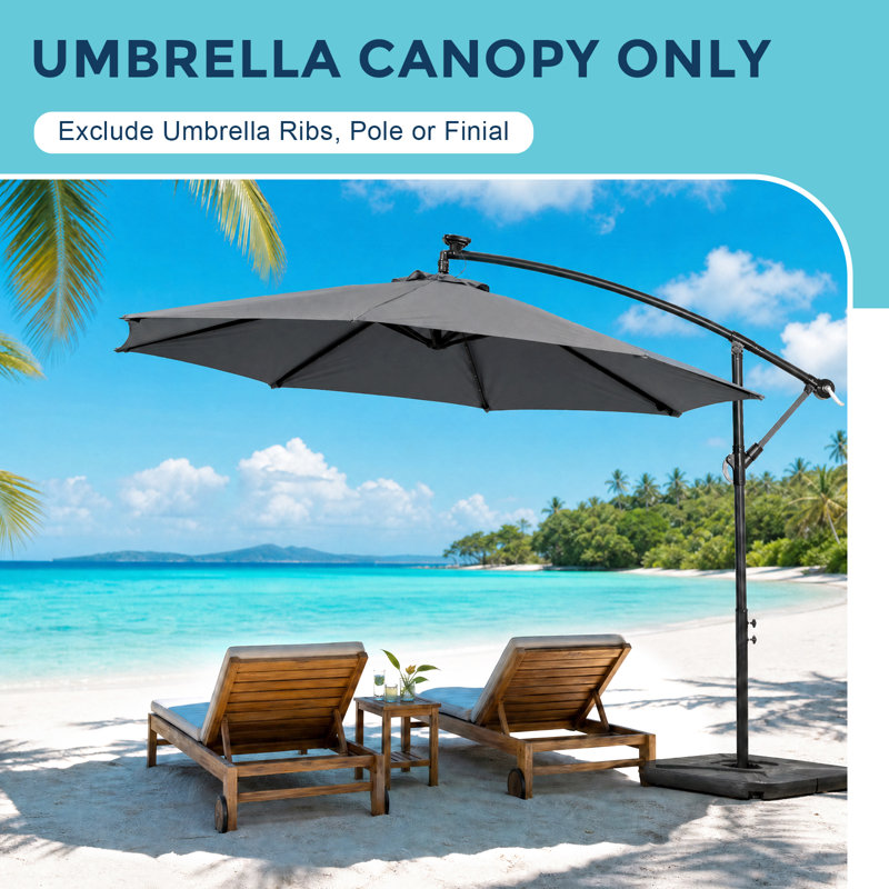 Parasol de remplacement de 9 pi pour parasol de patio à 8 nervures, Storm Grey