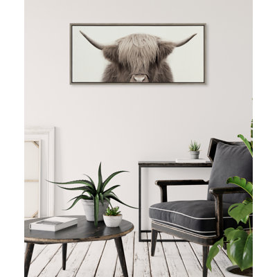 Hey Dude Highland Cow Color by The Creative Bunch Studio Framed Canvas Wall Art Print