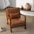 Jyrin 25.8" Wide Mid Century Upholstered Light Brown Faux Leather Solid Wood Accent Chair with an Extra Pillow-710261413-710261410