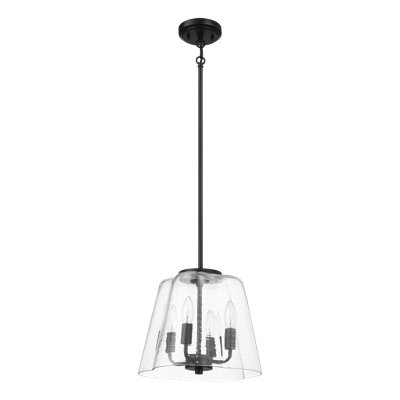 Soiree Four Candle Lights Pendant With Clear Glass - Black Finish