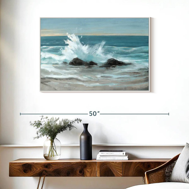 Crashing Wave II, Cadre flottant blanc, 37 po x 25 po