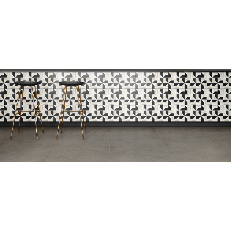 Carreau de mosaïque de marbre aléatoire Modni, Blanc oriental / Nero Marquina / Calacatta Zebrino