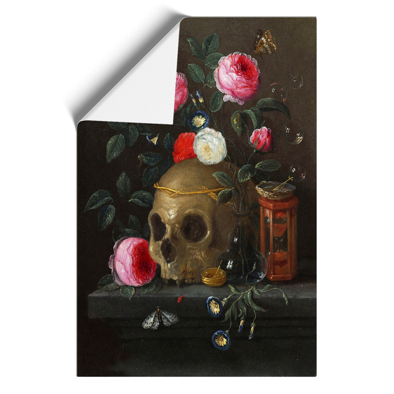 Skull and Roses by Jan van Kessel - Frameless Print, 30cm H x 21cm W x 0.1cm D