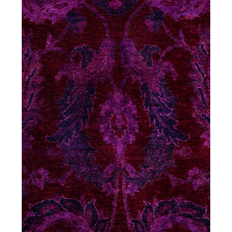 Overdyed Hand-Knotted Wool Modern-Contemporary Purple Area Rug 4' 2" x 6' 4"