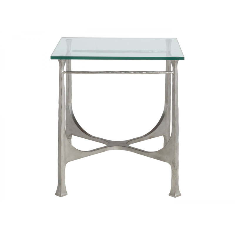 Metal Designs Bruno Square End Table, Silver Leaf