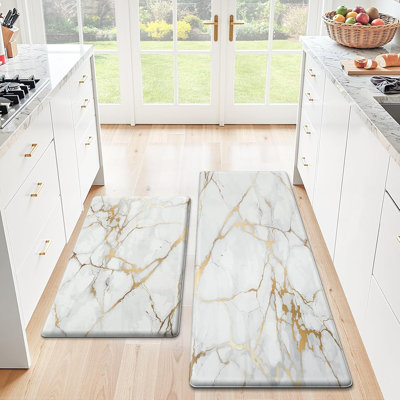 Steplively Kitchen Mat Set – Gray – 2-Pack, Low-Profile, Slip-Resistant Floor Mats For Sink & Stove