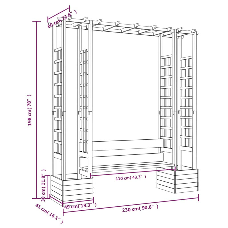 Aleksis 1.98m H x 2.3m W x 0.41m D Manufactured Wood Pergola