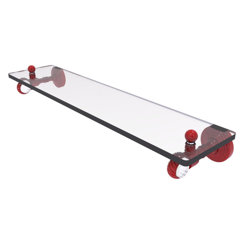 Tablette en verre avec accents torsadés de la collection Pacific Grove, H 3,2 po x l 22 po x P 5,1 po, Rouge pompier