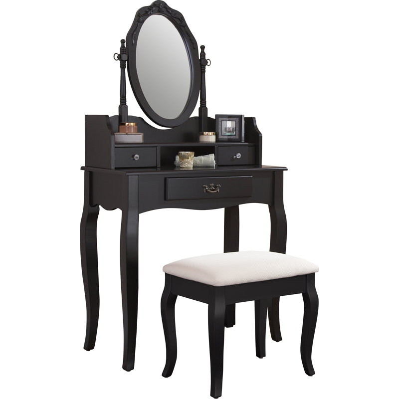 Arnold Dressing Table with Mirror, Black