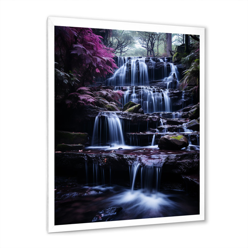Chute d'eau majestueuse, Cadre simple blanc, H 20 po x l 12 po x P 1 po