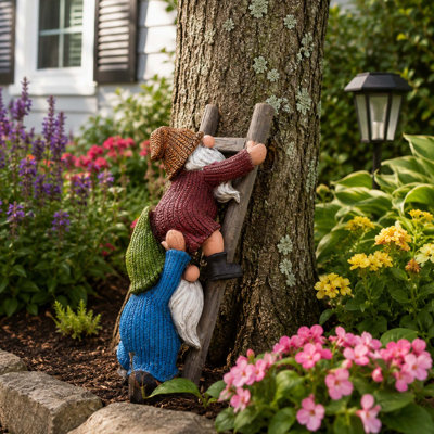 Climbing Garden Gnome Statue, Decorative Resin Figurine for Indoor and Outdoor Décor