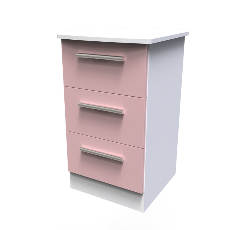 Fully Assembled Letoya Manufactured Wood Bedside Table, White/Pink
