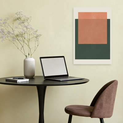 Abstract Terracotta Green Abstract Contemporary Geometric Wall Art Print
