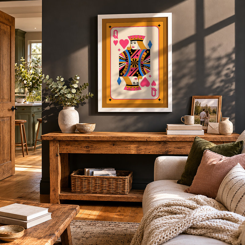 Queen of Hearts Modern - Framed Print, A3 - 42.0 x 29.7 cm, White