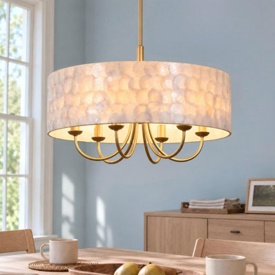 24" 6-Light Capiz Shell Drum Chandelier