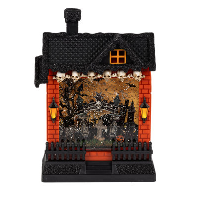 10 Inch Battery Operated Lighted Spinning Water Globe Haunted House