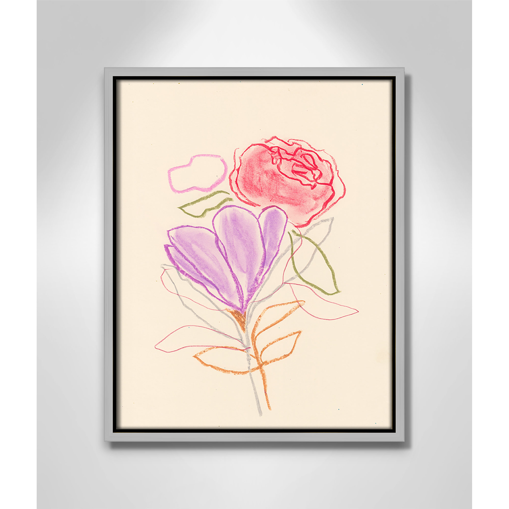 Simple Floral III Print by Bea Dina, Silver Floater Framed Canvas, No Mat, 15.5" H x 12.5" W x 2" D