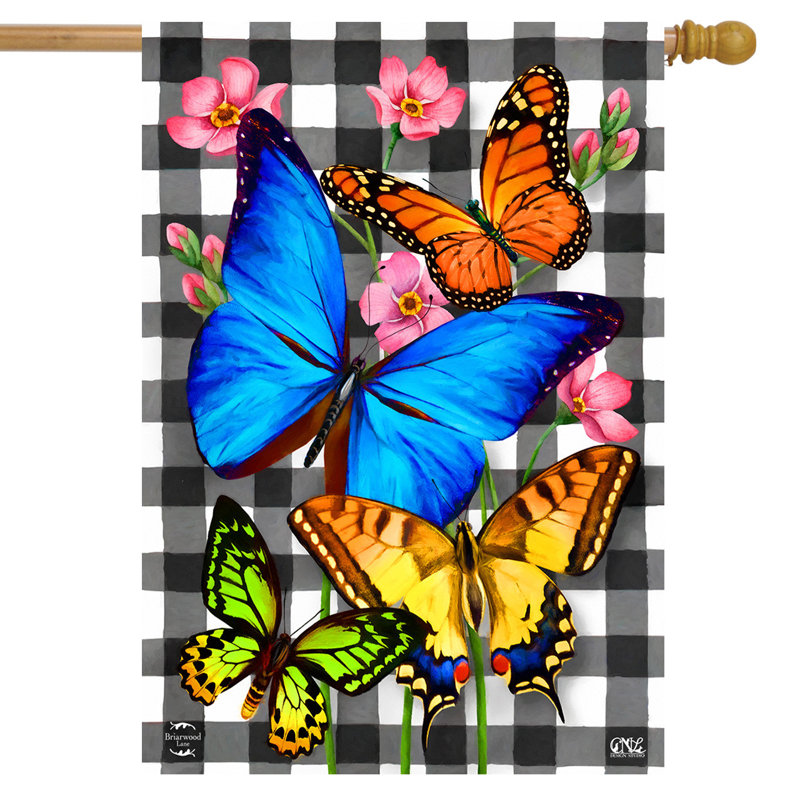 Checkered Butterflies House Flag