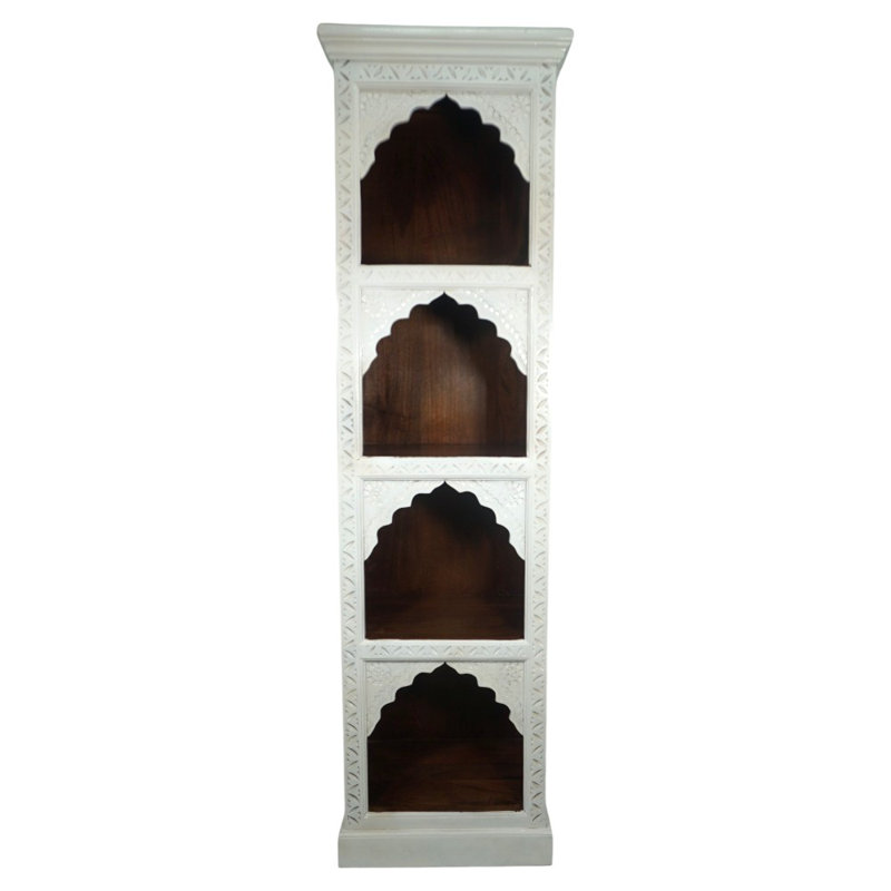Hand-crafted Solid Wood Arched 4 Shelf Narrow Bookcase