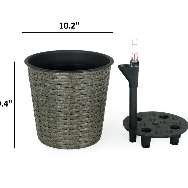 Self-Watering Planter 10.2" - Grey, For A Natural Indoor & Outdoor Grey 10.2", Enhance, Gray