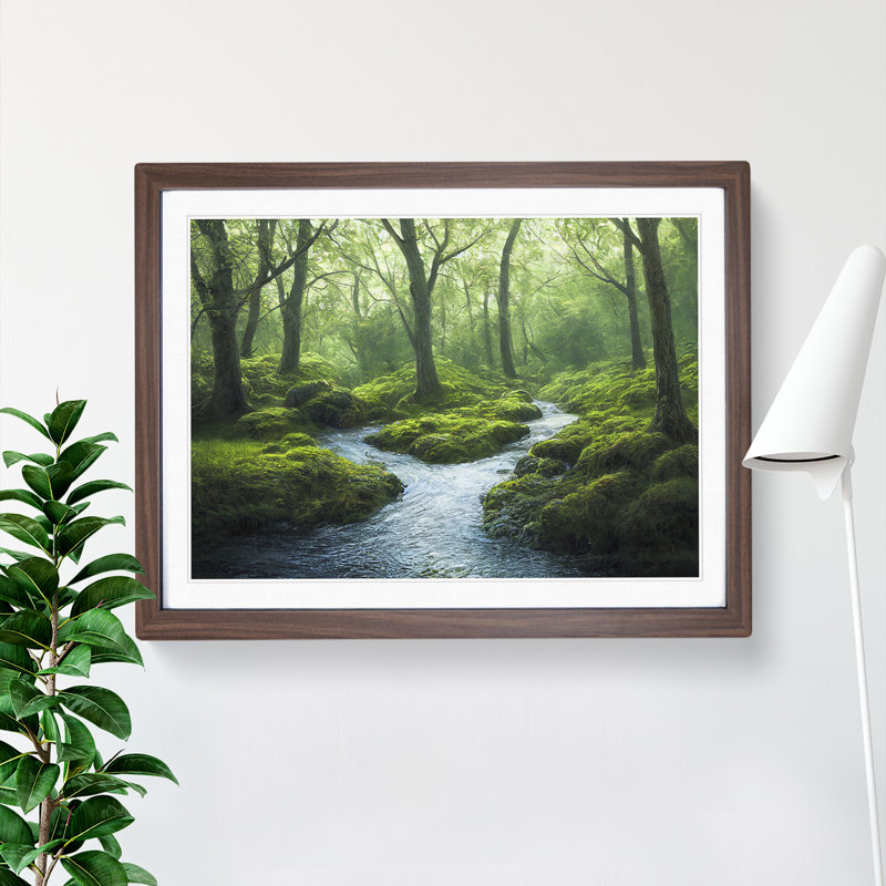 XH1022-6339X Mysterious Forest Stream Vol.2 - Single Picture Frame Print, 34cm H x 46cm W x 2cm D, Walnut