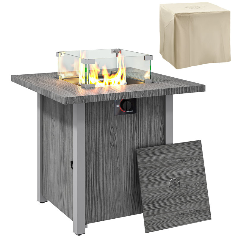 Square Propane Smokeless Fire Pit Table with Hidden Fuel Tank
