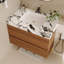 Meuble-lavabo flottant moderne 29,9 po avec comptoir en faux marbre et lavabo encastré en céramique, fixé au mur pour les petites salles de bain et les appartements