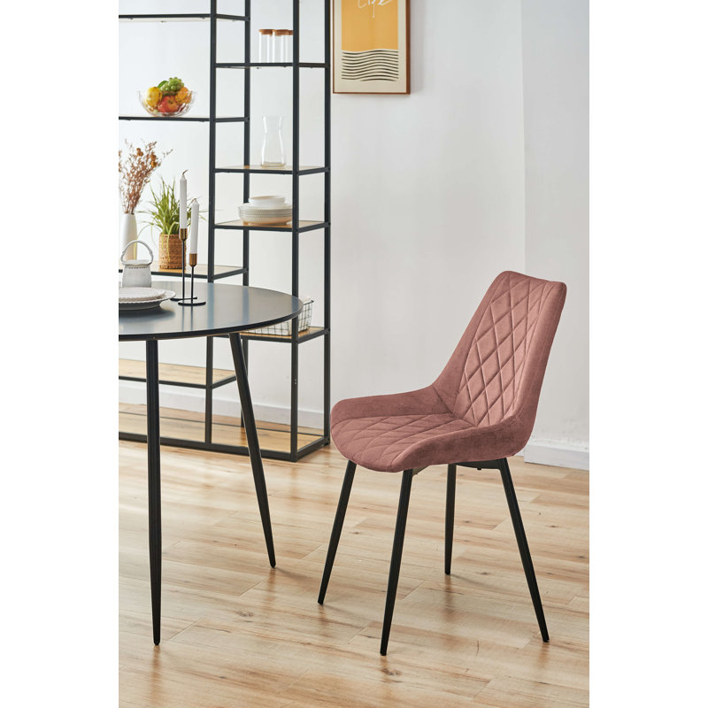 Narrows 46cm H Tufted Velvet Upholstered Upholstered Back Side Chair in Pink