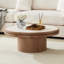 Table basse contemporaine avec plateau en pierre frittée et piédestal robuste en panneau de fibres à densité moyenne-379806434