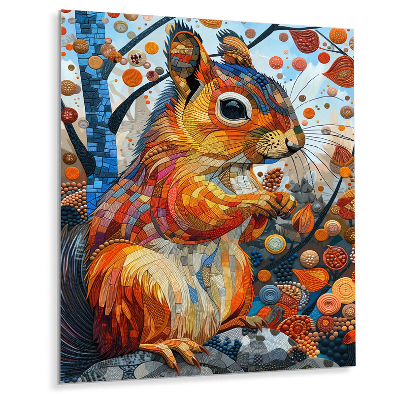 Écureuil Pop Art Dot Portrait I - écureuil, art mural animal, Métal métal, H 40 po x l 30 po