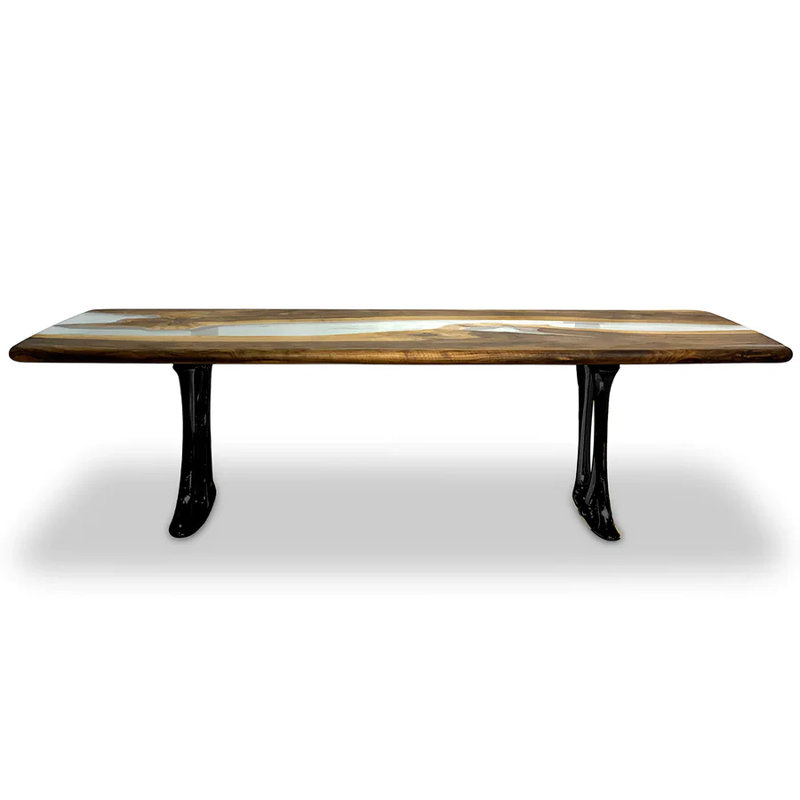 Pheraea Walnut Wood Dining Table, 48" W x 108.3" L 